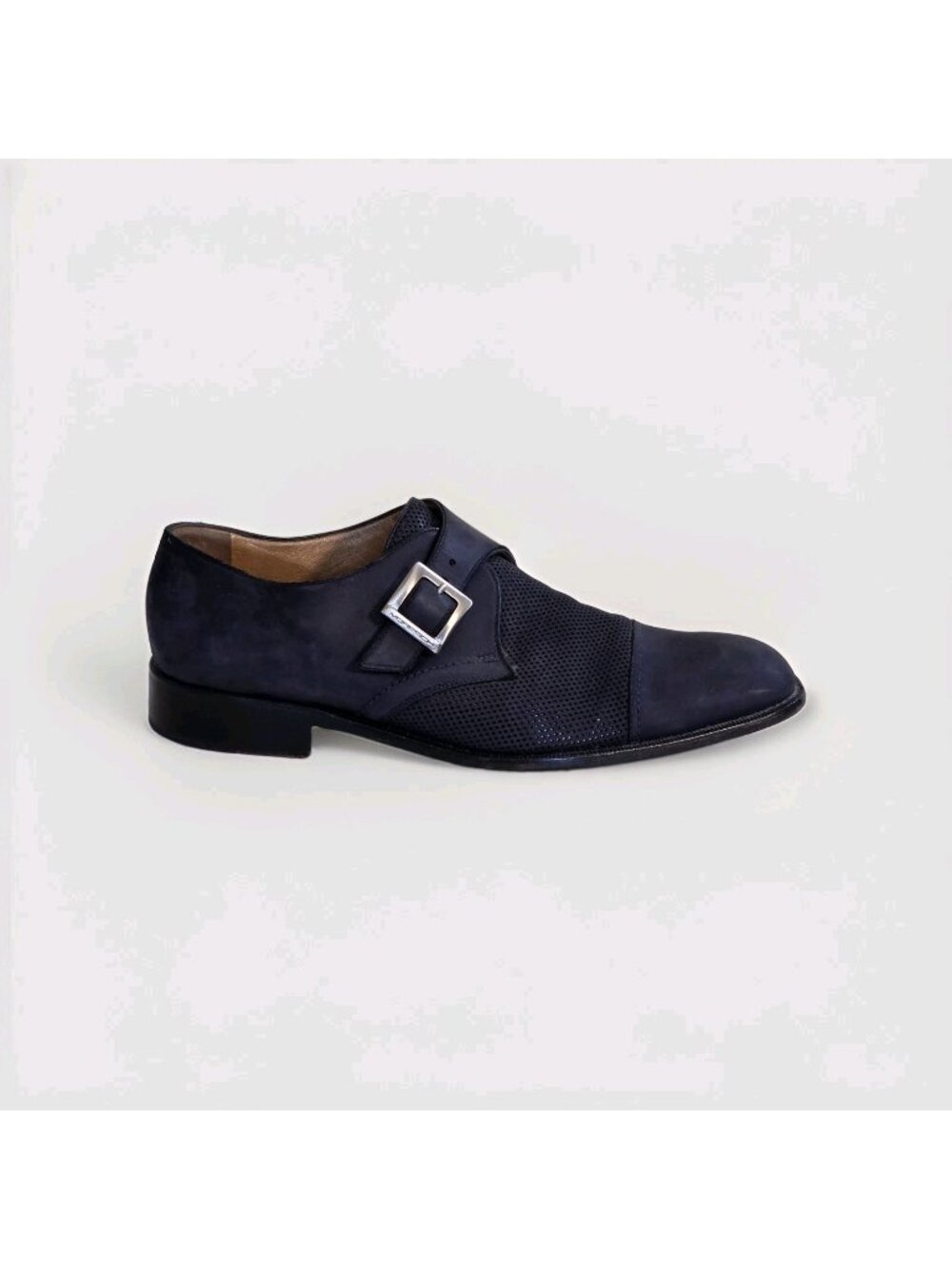 Moreschi for Russell & Bromley Shoes US 9.5 Navy Suede Single Monk Strap Italy